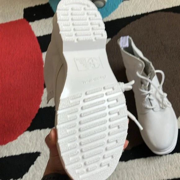 Dr Doc Martens white leather ankle boots mono virginia - Picture 6 of 7